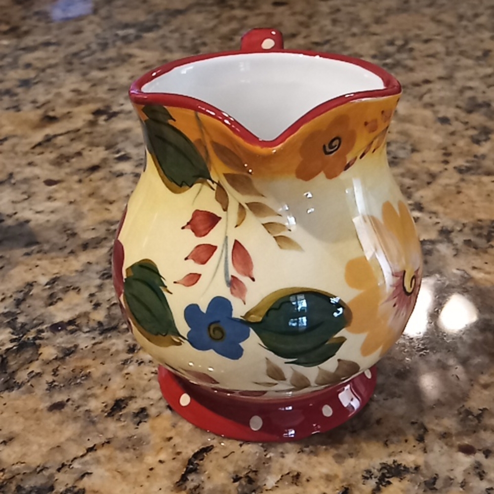 Oneida Sunset Bouquet Creamer And Sugar Dish With Notched Lid. Hand Painted. - Picture 3 of 16